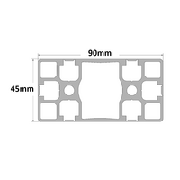 10-4590S4-0-1000MM MODULAR SOLUTIONS EXTRUDED PROFILE 45MM X 90MM SMOOTH SIDES TEAR AWAY, CUT TO THE LENGTH OF 1000 MM